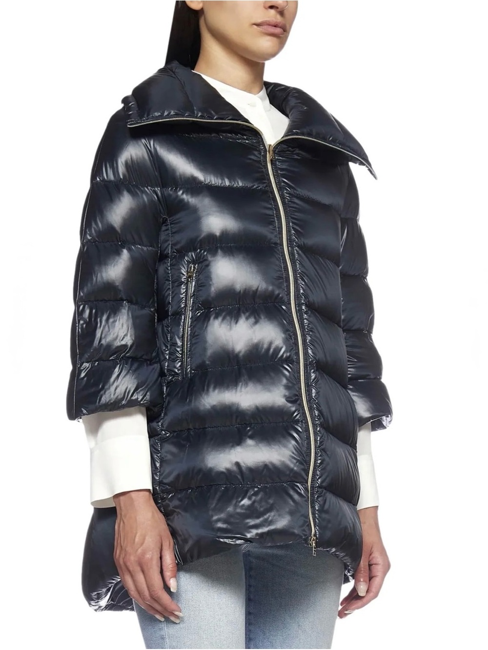 Herno Women Cleofe Midi Down Jacket - IT 38/US 2 in navy blue